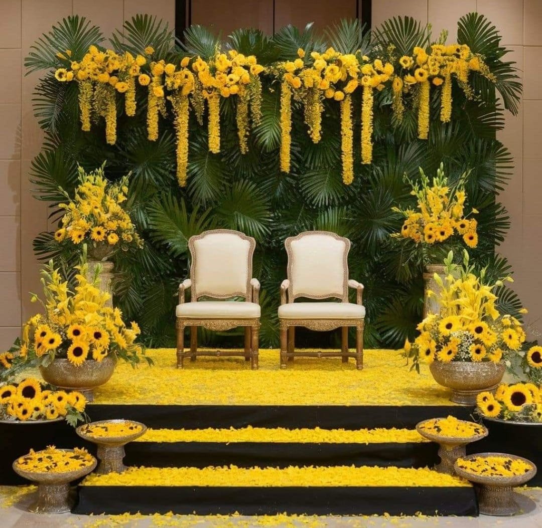 Traditional mandap with intricate floral decorations